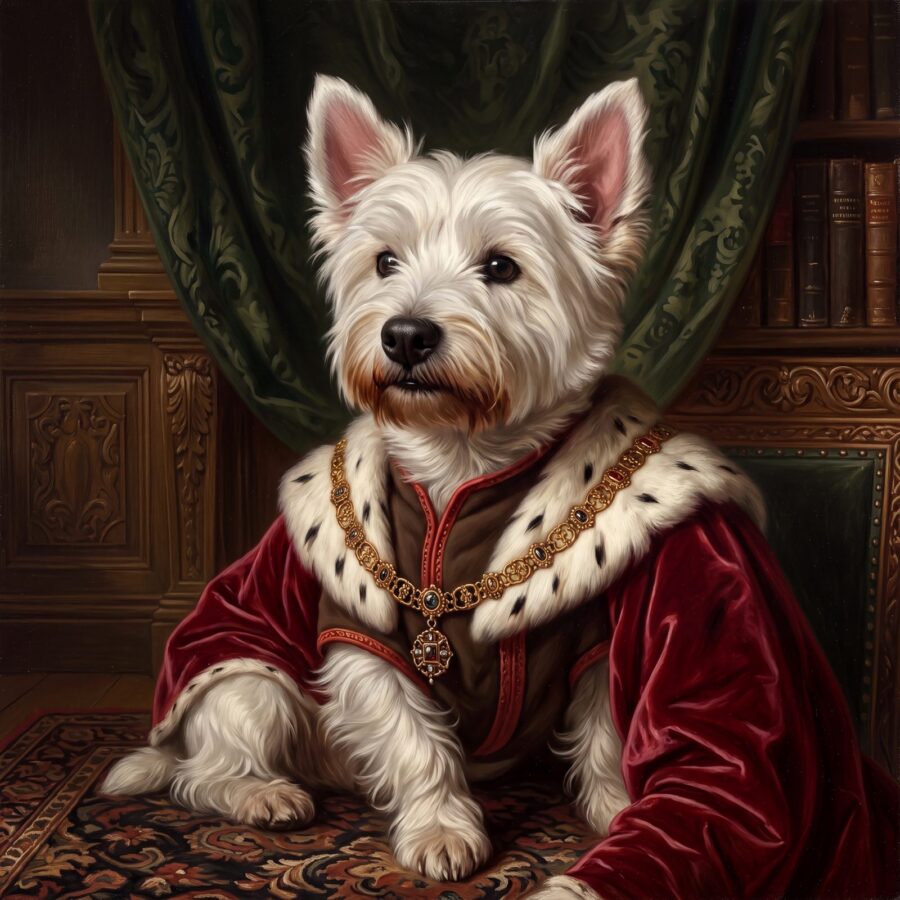 Royal portrait of a West Highland White Terrier